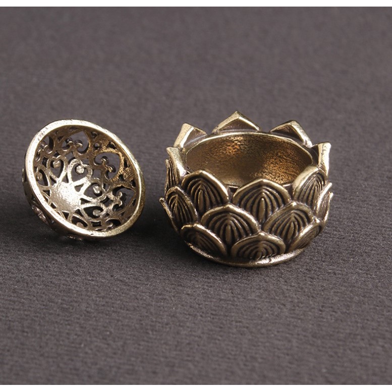 Thác khói trầm hương mini 🎁FREESHIP 🎁 Thác khói bằng đồng hình đôi tay đỡ bông hoa sen - Lư Trầm