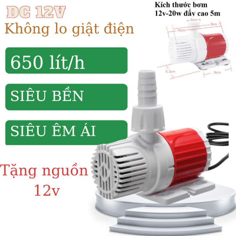 Bơm chìm bể cá 12v; an toàn, bền bỉ, em ái, không lo giật điện.