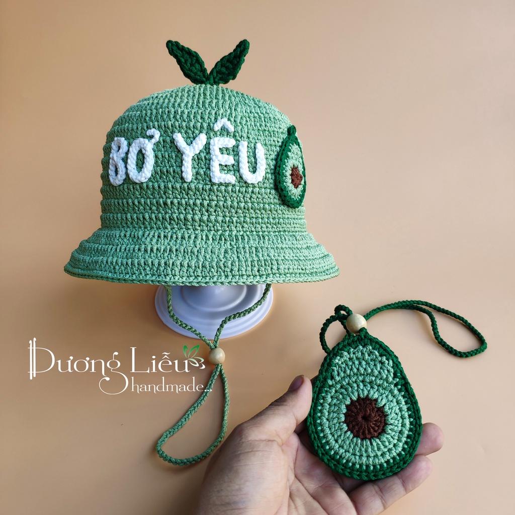 Nón Sợi Dệt Handmade Hình Quả Bơ Cho Bé