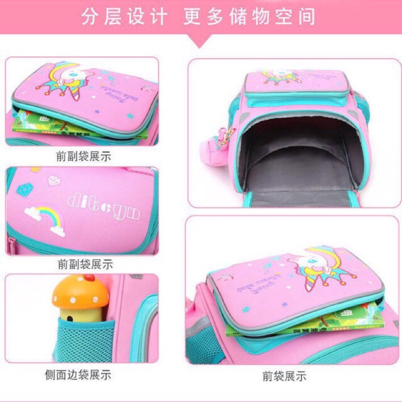 Balo chống gù có bánh xe kéo cho bé gái