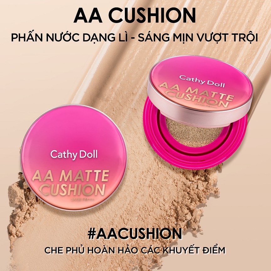 Phấn nước dạng lì Cathy Doll AA Matte Cushion SPF50+++ Acne and Sebum Control 10g che phủ khuyết điểm