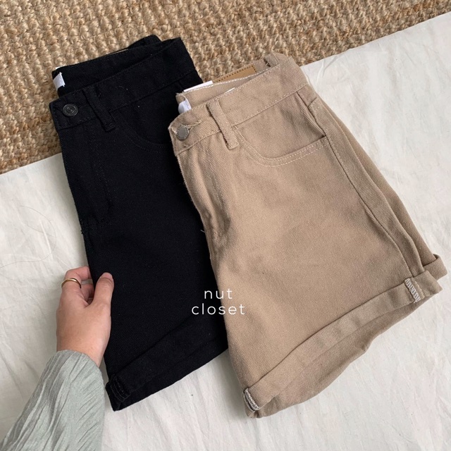 Quần short nữ trơn chất jean dày dặn