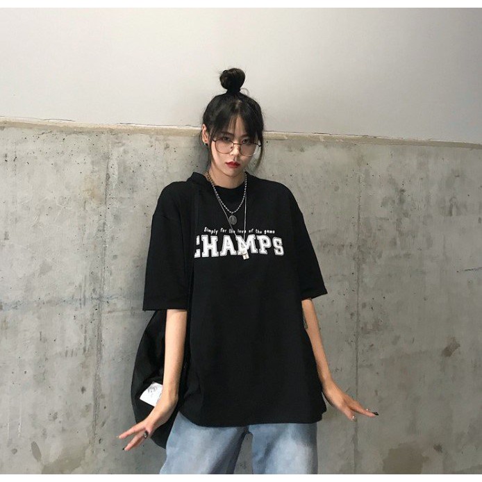 Áo Thun Tay Lỡ Form Rộng Champs Siêu Hot🍁 Áo thun Unisex nam nữ đều mặc được | BigBuy360 - bigbuy360.vn