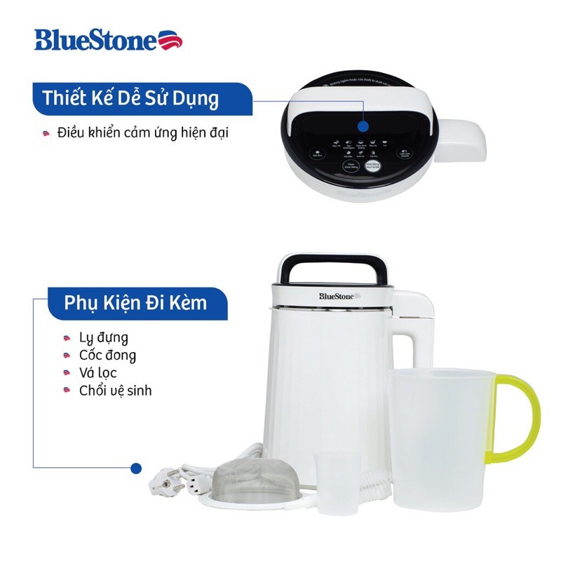 Máy Làm Sữa Hạt Đa Năng BlueStone SMB-7730/ 7329 - Lõi thép không gỉ 304 , Dung tích 1,3L Chính hãng Bảo Hành 2 năm