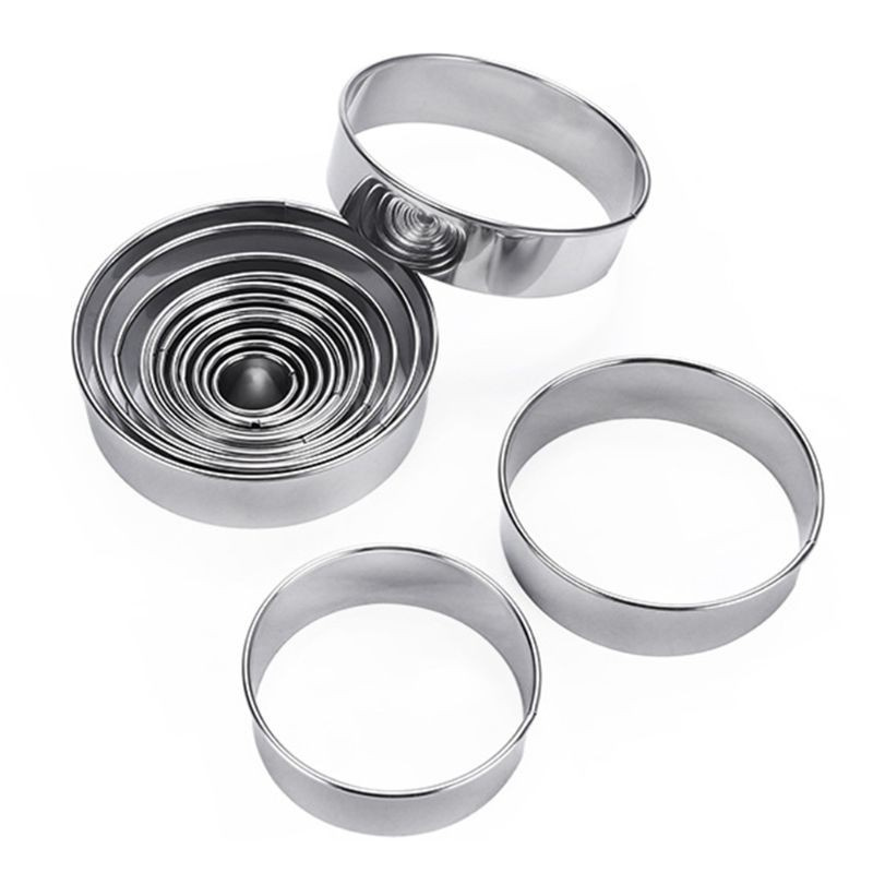 Set 14 khuôn cắt bánh quy hình tròn bằng thép không gỉ tiện dụng kích cỡ khác nhau