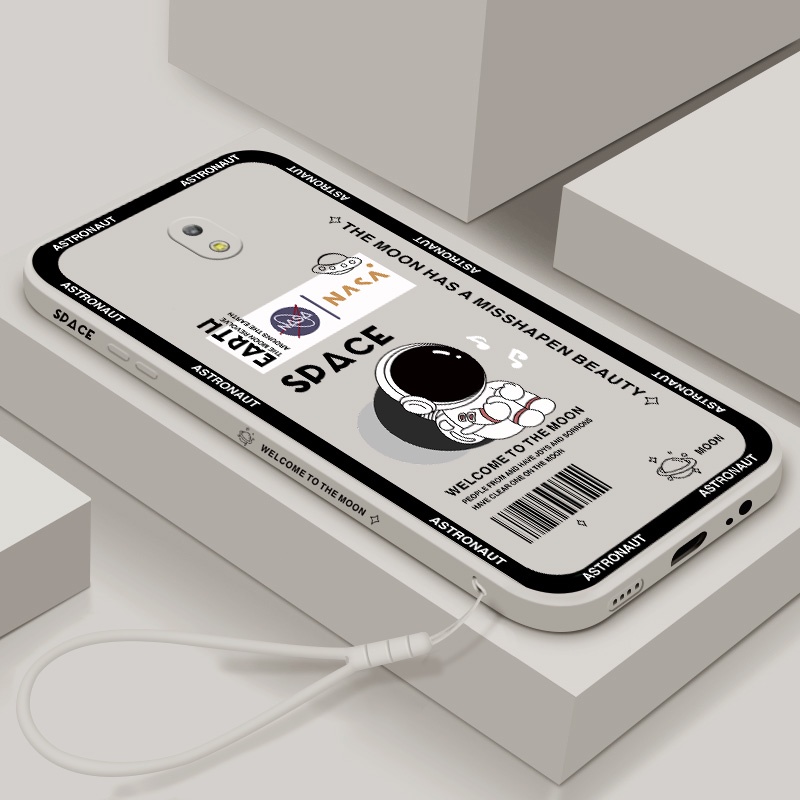 Ốp Điện Thoại Silicone Mềm Hình Phi Hành Gia Chống Dấu Vân Tay / Rơi Vỡ + Dây Đeo Cho Samsung J7 Prime J7 Pro J8 2018