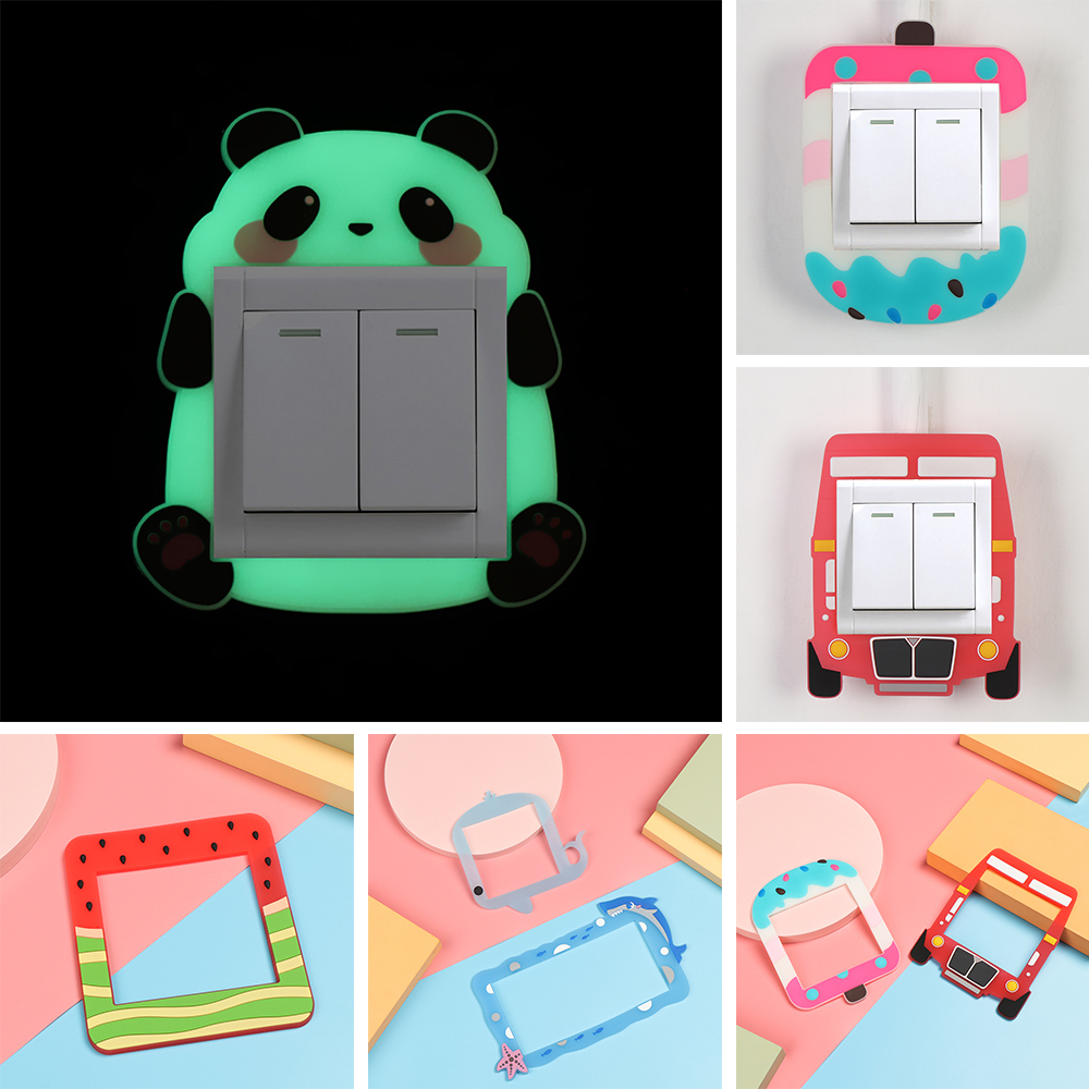 Miếng dán có dạ quang thiết kế dễ thương sáng tạo để trang trí ổ công tắc điện cho gia đình