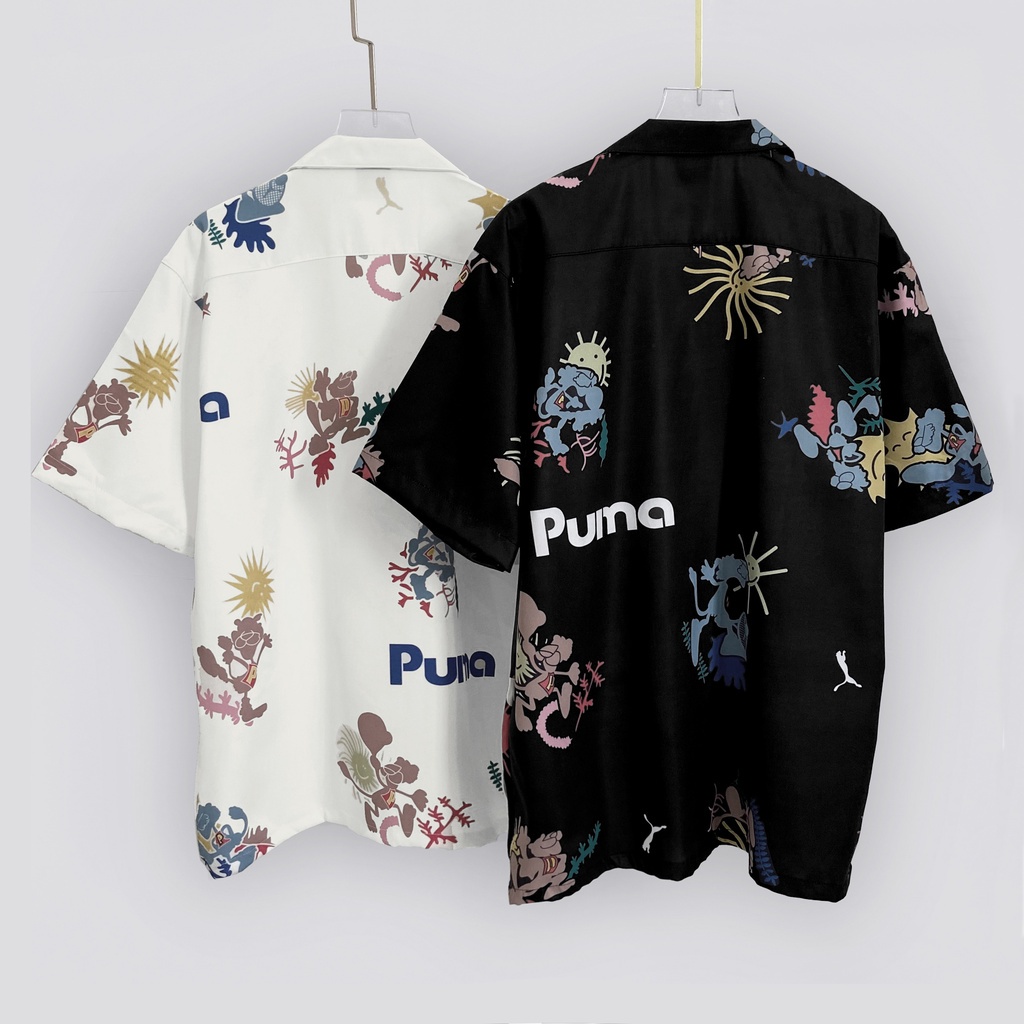 Áo Sơ Mi Tay Lỡ Pu.ma Hàng Xuất Xịn, Chất Vải Thoáng Mát