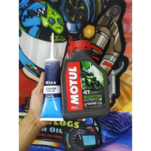 Combo Nhớt Motul Scooter Expert Le 10w40 & Kixx Scooter Gear Oil 80w90