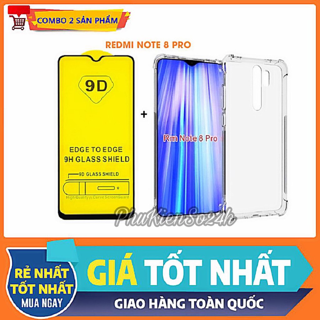 Bộ Kính Cường Lực Full Màn Hình + Ốp lưng chống sốc 4 cạnh Xiaomi Redmi Note 8 Pro