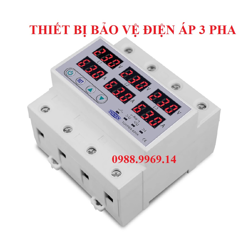 BẢO VỆ ĐIỆN ÁP 3 PHA CÓ MÀN HÌNH VÔN AMPE. SỬ DỤNG CHO CẢ 1 PHA VÀ 3 PHA