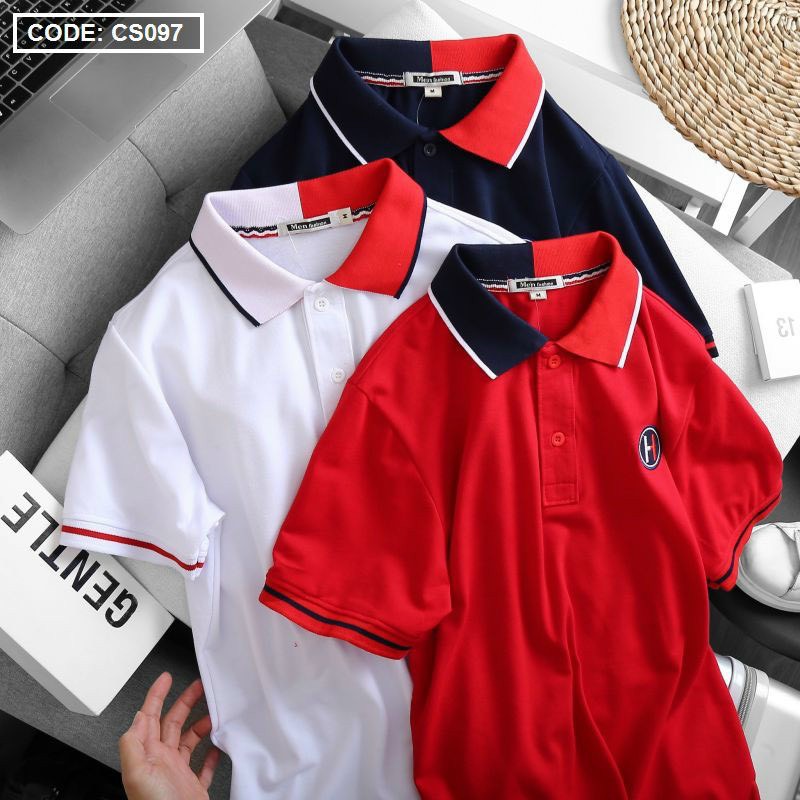 Áo thun nam cổ bẻ H cao cấp màu trắng, xanh đen, đỏ (size M ->XXL) 097