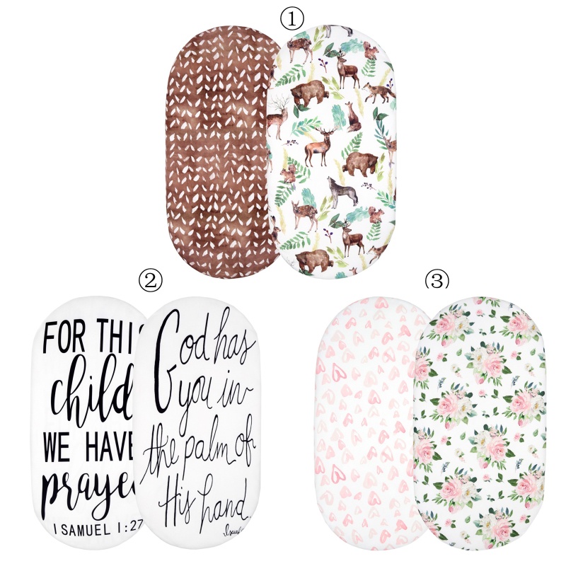 Set 2 Vỏ Bọc Đệm Giường Cũi Em Bé Hình Chữ Nhật Co Giãn