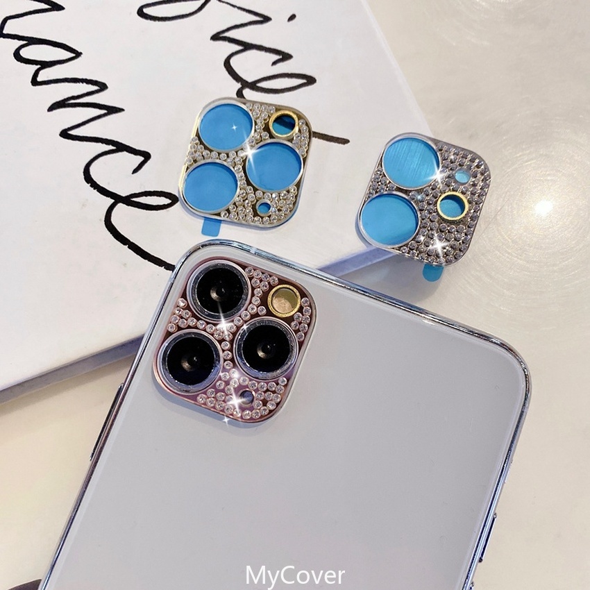 Miếng dán bảo vệ ống kính máy ảnh đính đá dành cho điện thoại iPhone 13 12 11 Pro Max