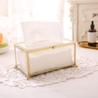 Hộp đựng khăn giấy viền vàng