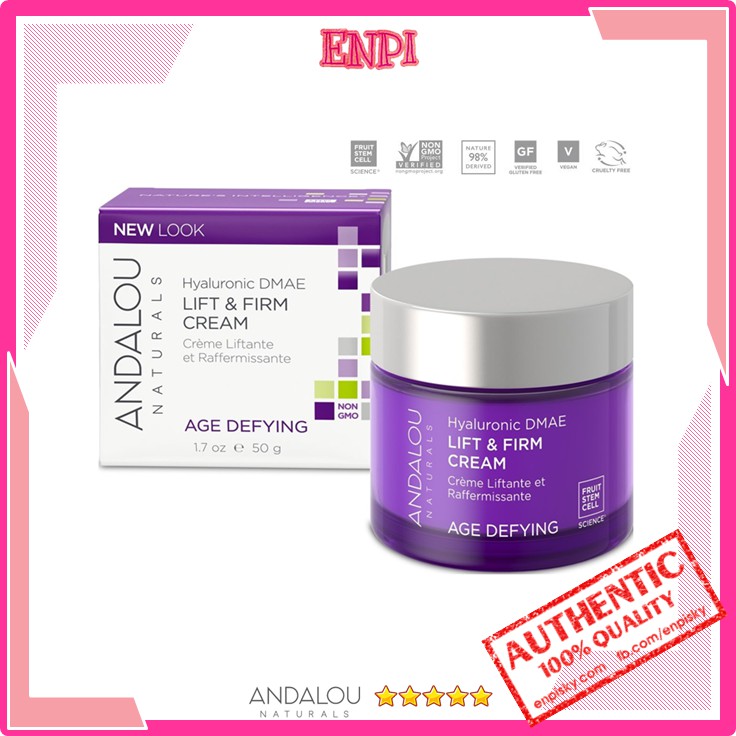 Kem dưỡng làm săn chắc da Andalou Naturals Hyaluronic DMAE Lift & Firm Cream