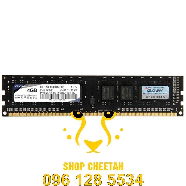 Ram DDR3 | 1600MHz | 4GB và 8GB – Dùng cho PC – Chính hãng Gloway – Bảo hành 3 năm