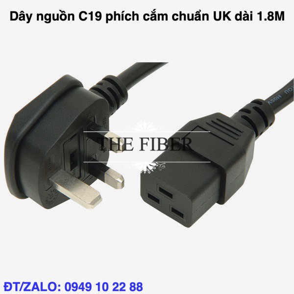 Dây nguồn C19 - Phích cắm UK nối UPS dài 1.8M C19-UK