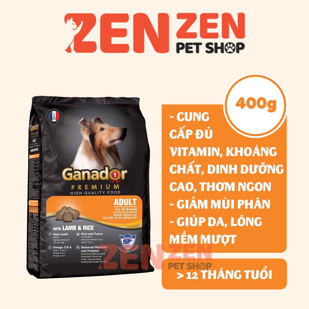 Ganador - Thức Ăn Cho Chó Gói 400gr Adult Cừu và Gạo, Cá Hồi và Gạo