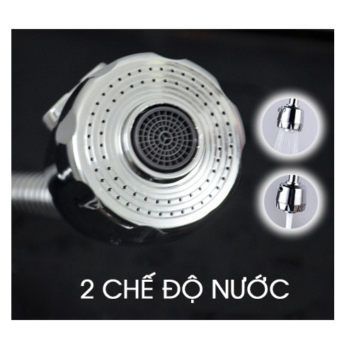 Vòi rửa chén bát LẠNH inox sus304 cần mềm lò xo quay 360 độ