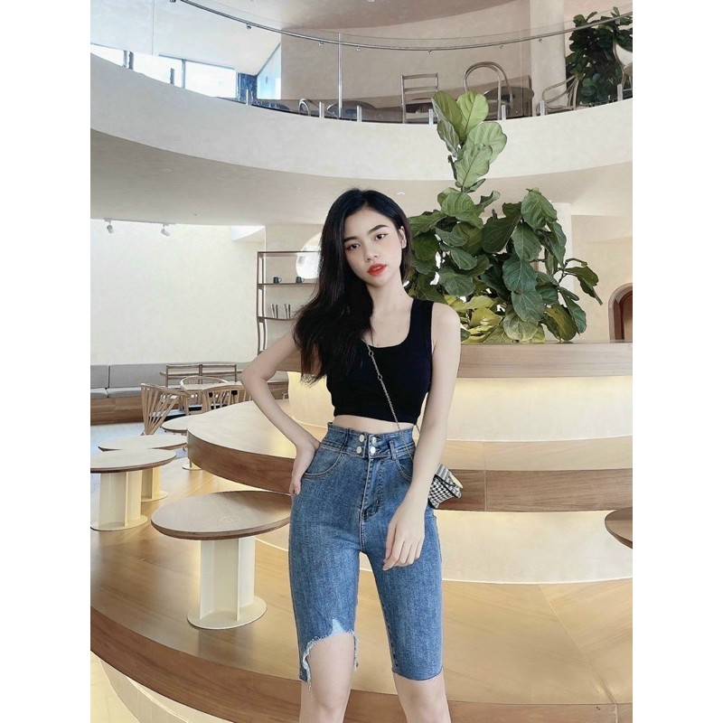 Quần jeans ngố ôm body cao cấp lưng siêu cao NGỐ 4 NÚT - G5T