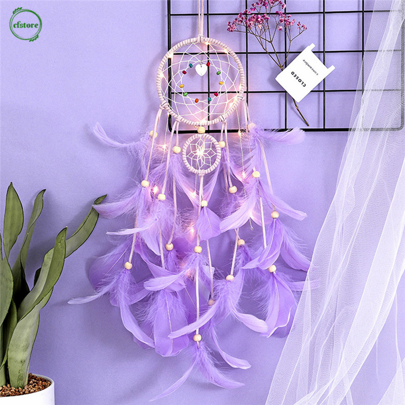 Dream catcher gắn đèn led treo trang trí đẹp mắt