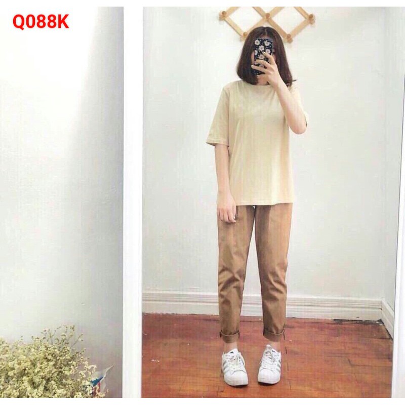 Quần kaki ống suông lưng thun co dãn tốt kiểu 4 túi unisex mặc đồ đôi