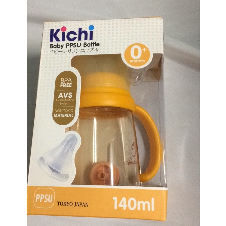 Bình sữa chống sặc, chống đầy hơi cổ hẹp Kichilachi PPSU có quai cầm cho bé - Tặng núm ty