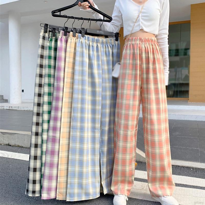 Quần ống rộng họa tiết sọc caro thời trang Hàn Quốc trẻ trung cá tính