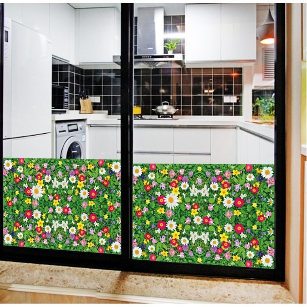 Decal trang trí Thảm Cỏ Hoa Cúc Dại sắc màu