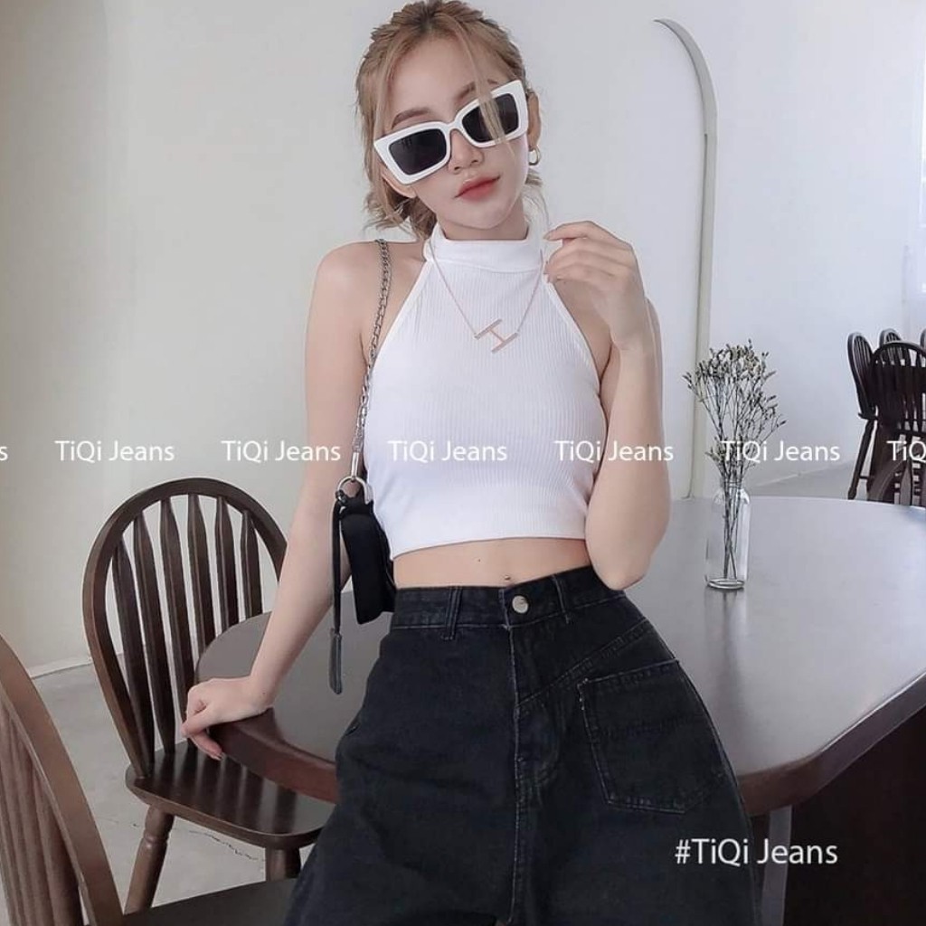Áo Croptop Cổ Yếm Áo Kiểu Cổ Lọ Chất Thun Gân 4 Màu Siêu Xinh Kèm Ảnh Thật Chụp Sàn
