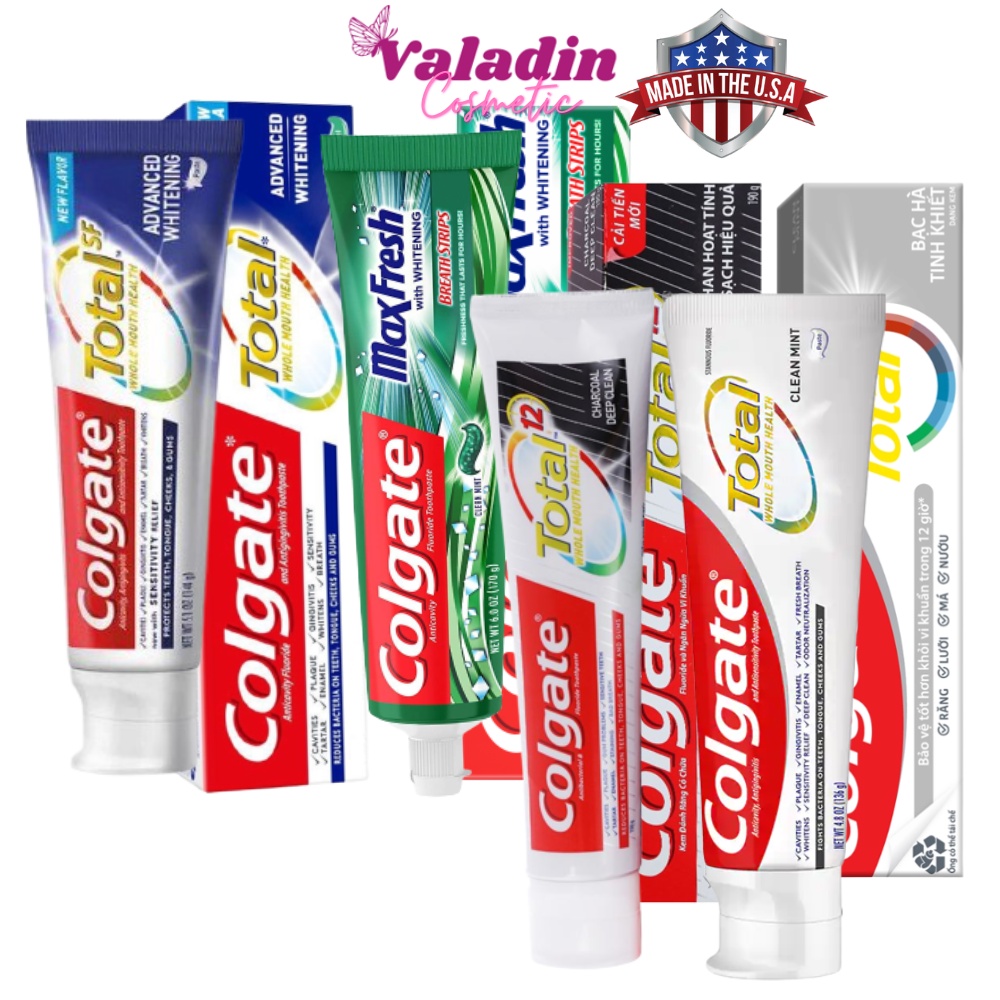Colgate Total Advanced Whitening/Maxfresh/Bạc Hà/Than hoạt tính| Kem đánh trắng răng