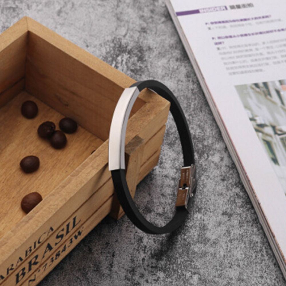 Vòng Tay Silicone Phối Kim Loại Phong Cách Thể Thao