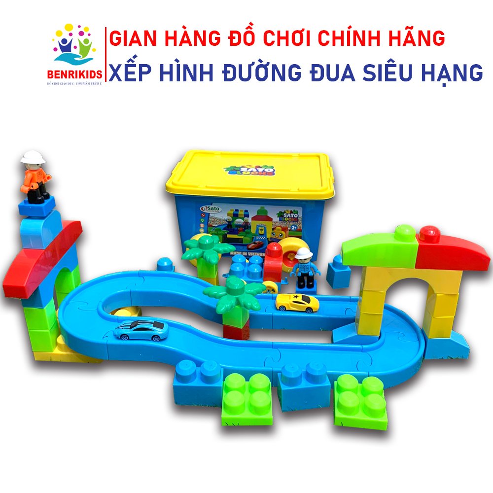 Đồ Chơi Mô Hình Đường Đua Ô Tô Miếng Ghép To Có Hộp Đựng Tiện Lợi SATO