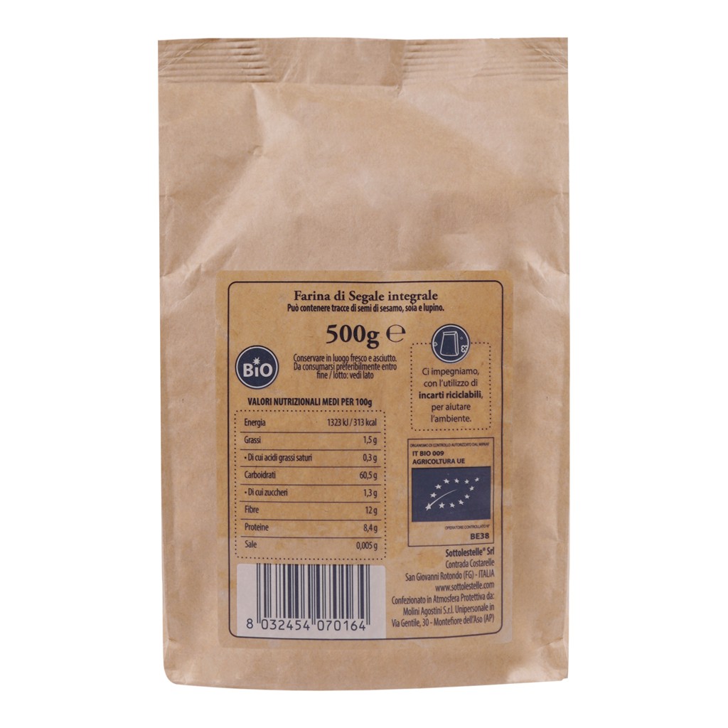 Bột Lúa Mạch Đen Nguyên Cám Hữu Cơ 500g