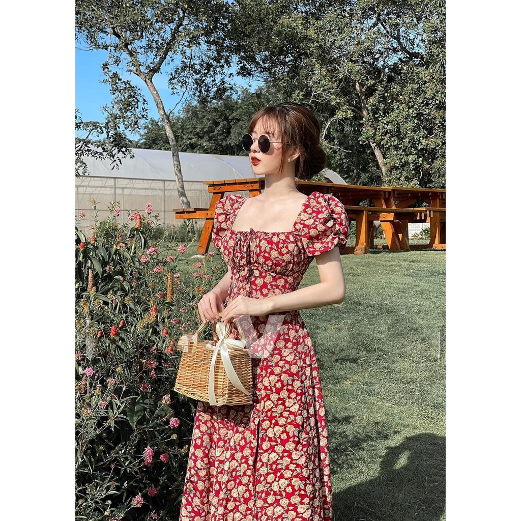 [Mã FATHANG5 giảm 10K đơn 50K] Váy hoa nhí chất chéo thái tay bồng xẻ vạt đùi,Đầm hoa nhí vintage 3 màu chất đẹp | BigBuy360 - bigbuy360.vn