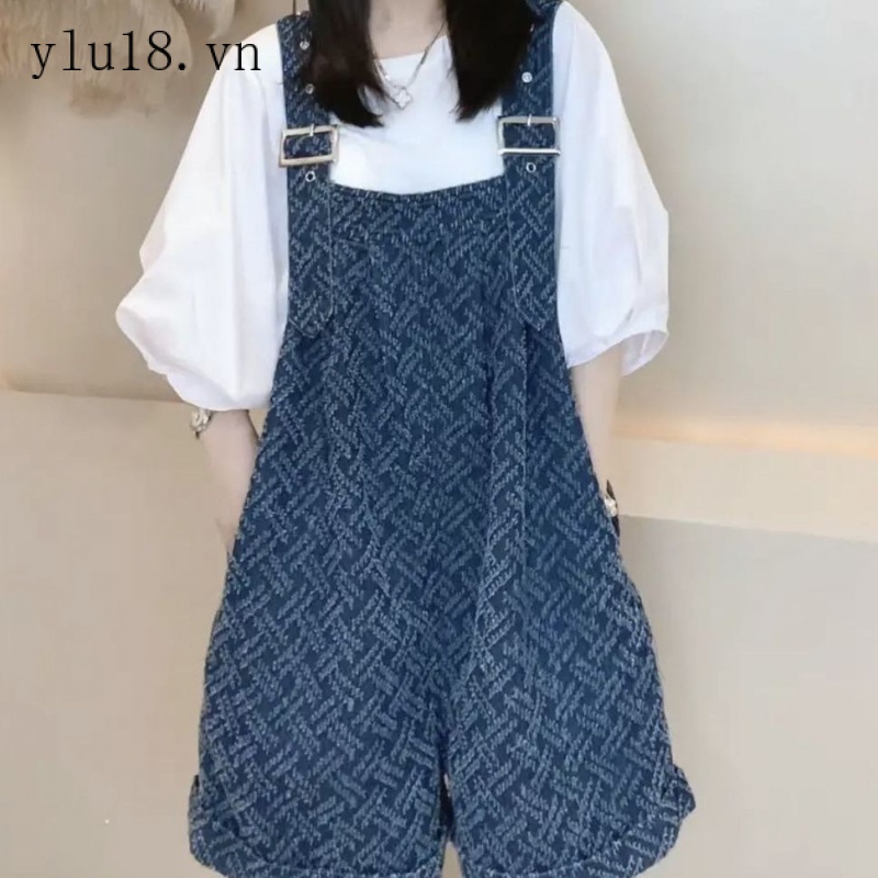 Set Áo Thun Ngắn Tay Và Quần Yếm Denim Phong Cách Thời Trang Mới Cho Nữ