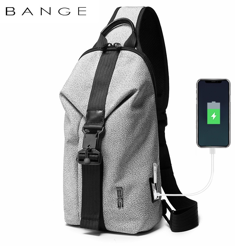 Bange men's fashion chest bag summer Joker personality shoulder messenger bag usb cut-proof fabric sports bag BG-77173