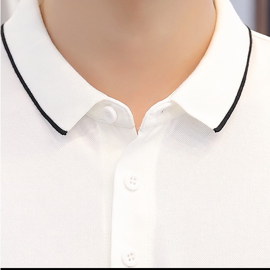 Áo POLO nam màu trắng vải cá sấu Cotton xuất xịn phối viền trắng chuẩn form trẻ trung, thanh lịch - Trady Fashion | BigBuy360 - bigbuy360.vn