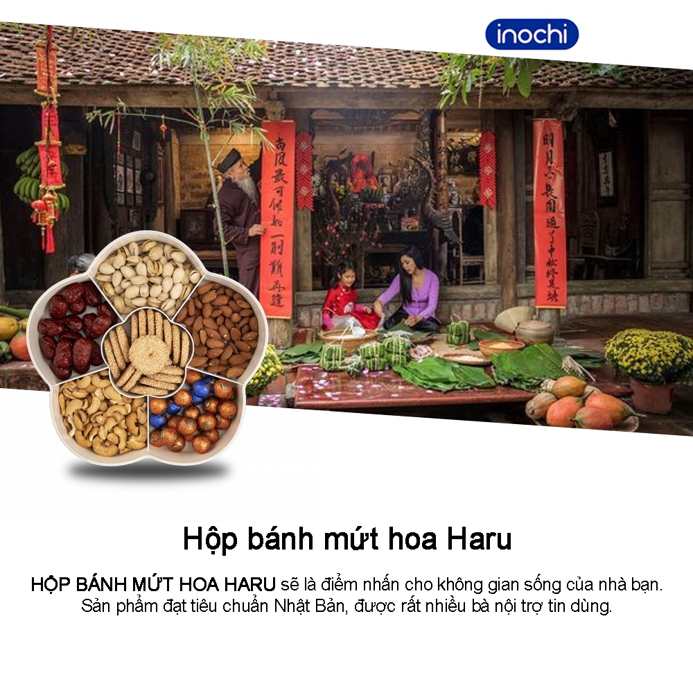 Khay mứt 5 cánh Hộp đựng mứt tết hình hoa inochi cao cấp Haru