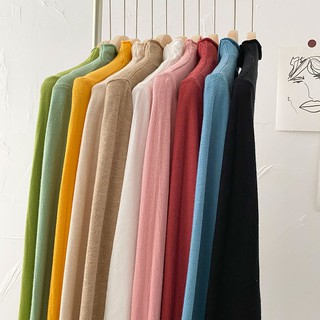 [Order]🌿 Áo len mỏng basic cổ cao 3p tay dài trơn nhiều màu ulzzang 🔥