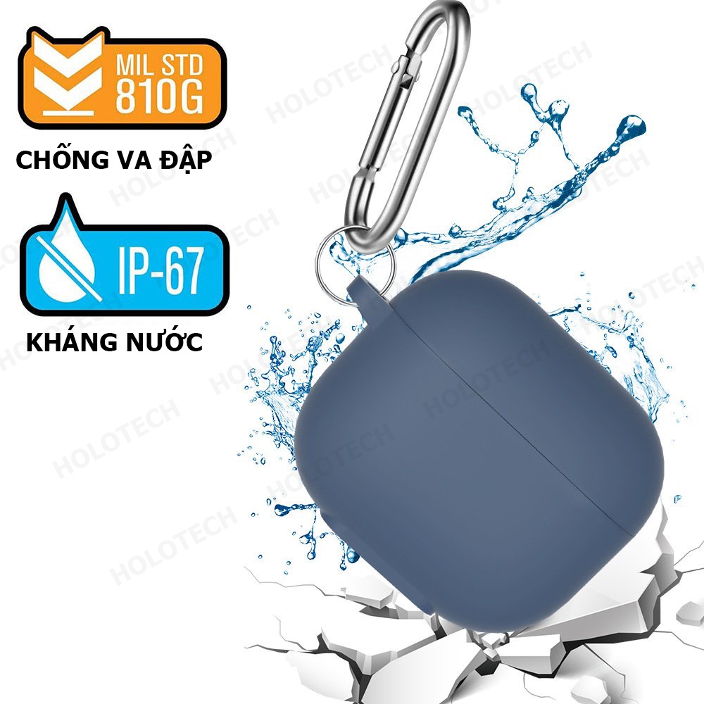 Bao da tai nghe airpods pro HOLOCOM V02 - Case silicon bảo vệ airpod pro kèm móc khóa - Chống va đạp - Chống trầy xước