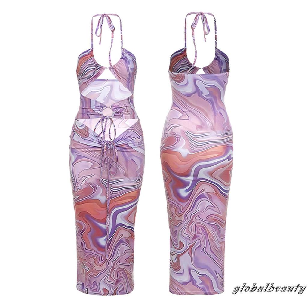 Đầm không tay cổ yếm phong cách mùa hè thời trang quyến rũ