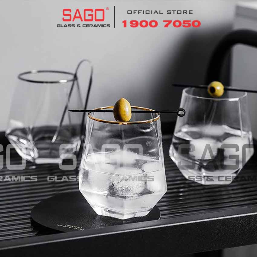 Ly Thủy Tinh Deli Hexagon Rock glass 310ml | Thủy Tinh Cao Cấp