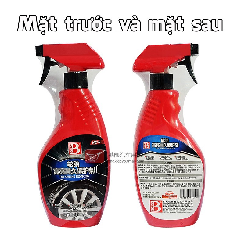 Chai Xịt Bóng Lốp Ô Tô, Xe Máy Bảo Dưỡng Lốp Xe Botny B-1992 Dung Tích 360ml