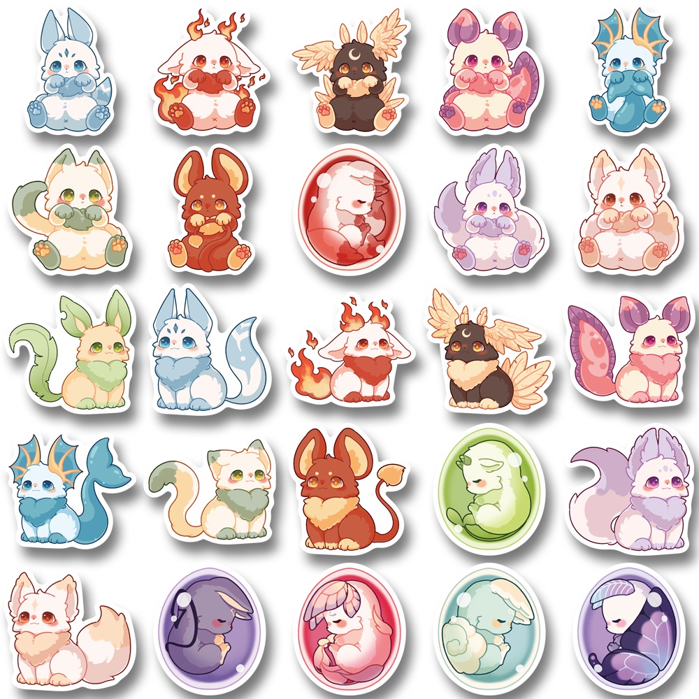 Set 50 Miếng Dán Hoạt Hình Chống Nước Dễ Thương Trang Trí Laptop