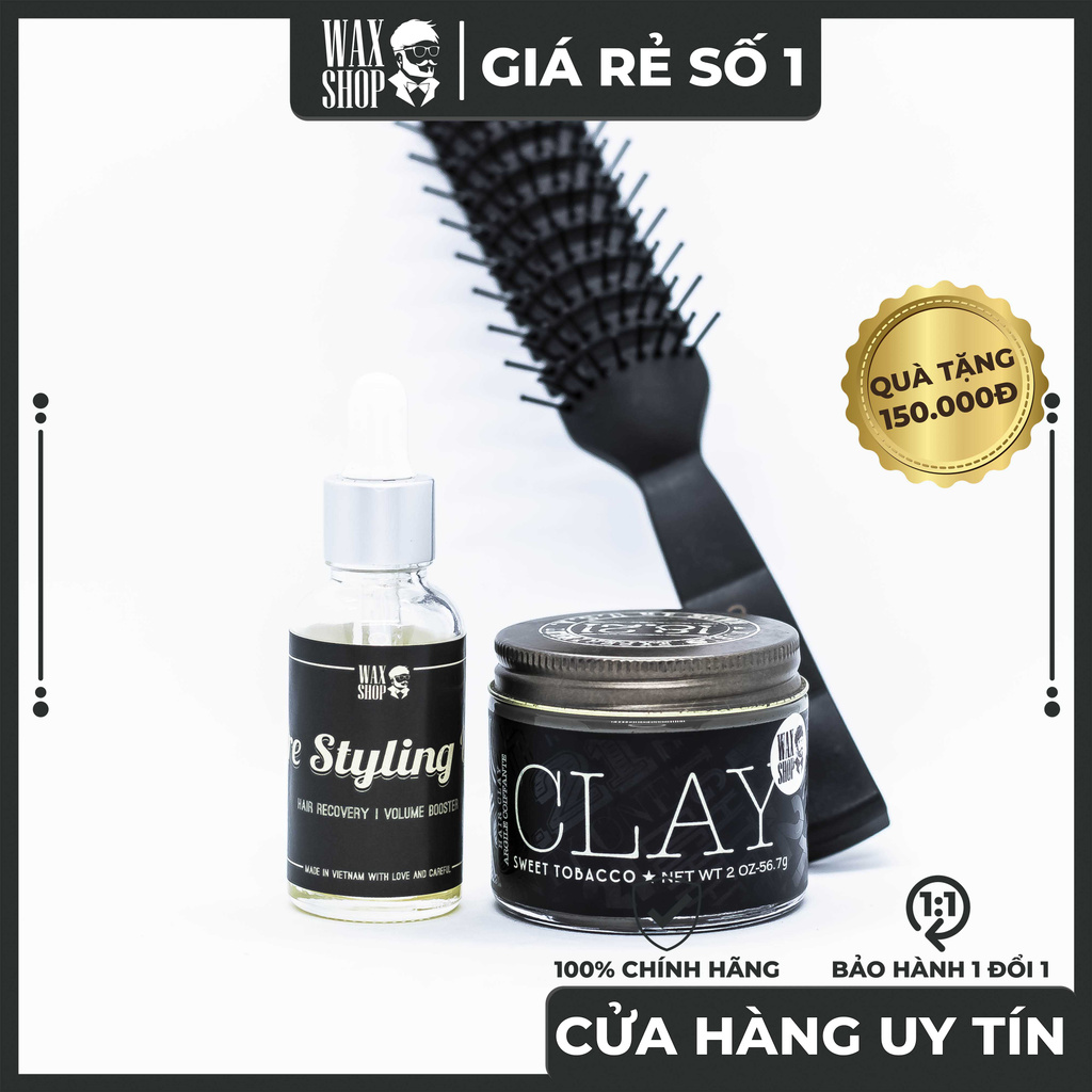 Sáp Vuốt Tóc Clay 1821Man made ⚡[Chính Hãng]⚡ Siêu Giữ Nếp tới 24 Tiếng, Tặng Kèm Pre-Styling Oil + Lược