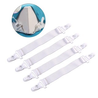 4 chiếc Garter Style Elastic Bed Sheet Grippers Garter Fastener Dây đeo có nút cao su Móc & Khóa