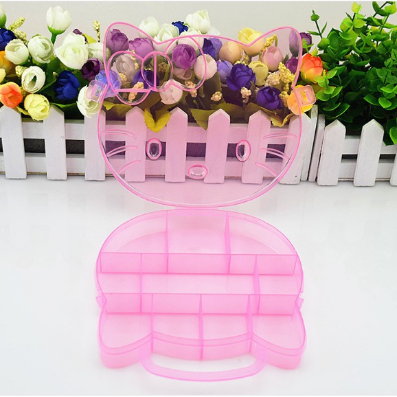 CLEAR Hộp Nhựa Đựng Trang Sức Hình Hello Kitty