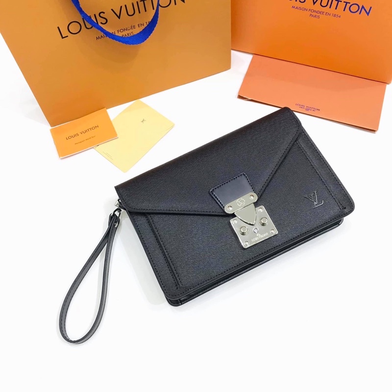 Clutch cầm tay 𝕃𝕍 bì thư da sần fullbox